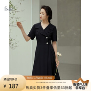 FANSILANEN范思藍恩211199職業(yè)氣質(zhì)連衣裙女夏收腰顯瘦正式場合面試西裝裙子 黑色 M