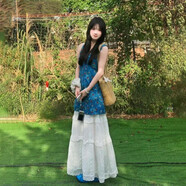 ZIPJBX2025新款V領(lǐng)碎花雪紡短裙女夏無(wú)袖掐腰顯瘦連衣裙 卡普里藍碎花背心裙 一裙兩穿氣 S 海邊度假/巨好看的裙子/莫奈花
