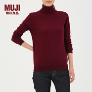 無印良品 MUJI 女式 天竺 高領(lǐng)毛衣 W7AA871 秋冬長(zhǎng)袖針織衫 紫紅色 XXL