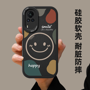 古斯奇適用vivox60手機保護殼x60曲屏版保護套v ivo x60pro十全包 黑底笑臉單殼 vivo X60