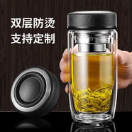 雙層玻璃水杯高檔男士大容量商務(wù)辦公水杯車載便攜濾網(wǎng)茶杯鵝蛋杯 雙層鵝蛋杯鋼本色蓋子 500ml