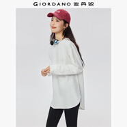 佐丹奴長袖T恤女秋冬新款純棉圓領(lǐng)襯衫袖中長款寬松上衣13325795 16皎白 M