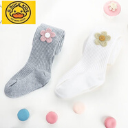 G.DUCKKIDS兒韓系童連褲襪春秋冬款棉女童打底褲外穿嬰兒連體襪中厚寶寶褲襪 灰色+白色【花朵兩雙裝】 1-2歲 建議身高75-85cm