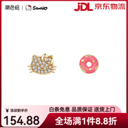 潮色繪新品新品x三麗鷗HelloKitty凱蒂貓耳釘女生耳線大圓臉銀耳飾 甜甜圈-淺金色(耳釘款)