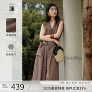 阿依蓮【商場(chǎng)同款】復古氣質(zhì)連體褲女夏季2025新款設計感洋氣無(wú)袖連身褲 奶茶咖 均碼