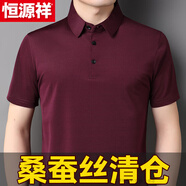 恒源祥高檔桑蠶絲短袖t恤男2025夏季薄款中老年爸爸裝高端品牌大碼體恤 23008 短 袖 酒紅【只剩下12件】 3XL 190/104A建議180-195斤