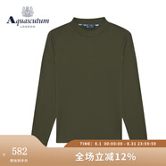 AQUASCUTUM雅格獅丹秋冬季新品男士棉質(zhì)圓領(lǐng)長袖T恤Q48D1EI021 草綠45 L