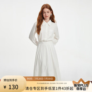 范思藍(lán)恩長(zhǎng)袖氣質(zhì)襯衫連衣裙女季新款荷葉邊大擺長(zhǎng)裙13358 白色 M