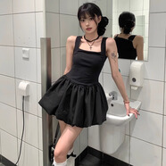 FOX.G新品黑色連衣裙裙子女夏季衣服女裝2025新款小個(gè)子法式純欲吊帶裙 黑色無(wú)袖吊帶蓬蓬連衣短裙 M 【建議100斤以?xún)取?
                                         title=