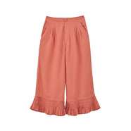 MUJIIDEE 女式平紋寬版褲褲子女休閑褲闊腿褲 紅色 M (155/68A)