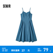 森馬連衣裙女顯瘦V領(lǐng)裙子夏天女裝24大氣晚禮服吊帶裙白色長(zhǎng)裙 中國(guó)藍(lán)80501 155/80A/S