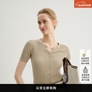 麥檬萬件爆款MM口碑原創(chuàng)桑蠶絲涼感針織上衣短袖春夏淡人穿搭 水滴領-短袖-灰綠5G4930294 M （100-115斤）