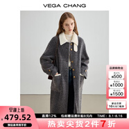 VEGA CHANG毛呢大衣女2025年秋冬新款撞色領(lǐng)顯瘦氣質(zhì)羊毛呢大衣 常規(guī) 版 M