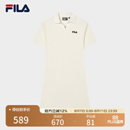 FILA 斐樂(lè )官方女子針織連衣裙時(shí)尚修身POLO領(lǐng)短袖裙子 茭白-IV XL (175) 92A