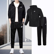 耐克（NIKE）男裝運動(dòng)套裝25新款休閑簡(jiǎn)約經(jīng)典舒適上衣寬松運動(dòng)褲衛褲 兩件套 連帽夾克+直筒長(cháng)褲 L/175