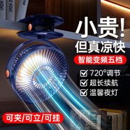 塔菲克【自動(dòng)搖頭】夾子風(fēng)扇usb迷你便攜式小型辦公室學(xué)生宿舍床上戶外嬰兒車臺(tái)式大風(fēng)力充電夾式小電扇 【旗艦款】可夾可立可掛丨五檔強(qiáng)風(fēng)丨靜音丨藍(lán)