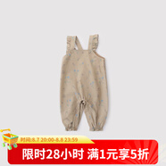巴厘小豬女寶寶背帶褲純棉小女童長褲春秋季兒童連身褲舉重褲嬰幼兒連體衣 奶咖 100