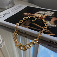 胖東來(lái)同款18k金項鏈不掉色歐美金屬粗鏈條衛衣鏈項鏈女輕奢金色 金屬鏈條項鏈(18K包金) (鏈長(cháng)約4