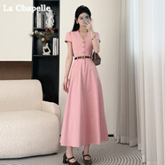 拉夏貝爾（La Chapelle）連衣裙2025夏季穿搭收腰氣質(zhì)感巨好看小眾波點(diǎn)粉色連衣裙女 藍色 S 80-100斤