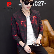 皮爾卡丹（pierre cardin）中國風(fēng)秋冬新款男士棒球領(lǐng)加大碼青年潮牌修身加厚花色夾克衫外套 303鳳凰紅(款) 常規 5XL