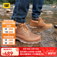 CAT卡特馬丁靴工裝靴男鞋防潑水牛皮鞋面城市輕戶(hù)外中幫短靴P723264 深棕色 40