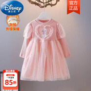 迪士尼（Disney）女童愛(ài)莎公主裙2025春秋新款冰雪奇緣純棉兒童禮服艾莎連衣裙子 粉紅色【秋冬款】 加絨 110 身高95-105cm 體重28-33斤