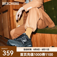 斯凱奇（Skechers）男士老爹鞋復(fù)古潮流百搭運動鞋厚底舒適減震耐磨休閑運動鞋 51241-全黑色/BBK 41.5