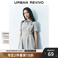 UR2025春季新款女裝立體花朵收腰Polo領短袖連衣裙UYY750054 花灰 XS