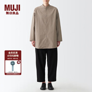 無(wú)印良品（MUJI）男女通用棉水洗牛津中長(cháng)套頭襯衫無(wú)性別男款女款長(cháng)袖休閑百搭襯衫 淺灰棕色 XXS-XS