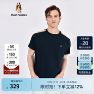 Hush Puppies暇步士男裝夏季復古運動(dòng)純棉短袖T恤 085深藍2 XL