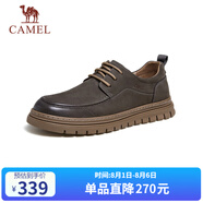 駱駝（CAMEL）復(fù)古英倫工裝低幫商務(wù)休閑皮鞋男士 G14A836627 灰色 42 