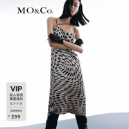 MO&Co.2023冬新品搖滾星辰解構捏褶開叉絲光絨連衣裙MBC4DRS028moco 星星印花 M 165