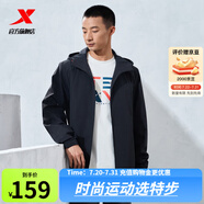 特步防潑水外套新款男夾克上衣跑步訓(xùn)練服戶外騎行服雙層風(fēng)衣運動服 正黑色-0560 L