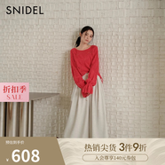 SNIDEL秋冬圓領(lǐng)甜美鏤空系帶針織衫毛衣SWNT245302紅色本命年 紅色 均碼 （F）