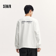 森馬（Semir）長袖T恤男重磅寬松打底上衣撞色字母印花情侶裝秋季內(nèi)搭外穿 本白10101 XL