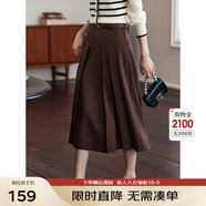 熙世界假兩件法式針織衫女2025秋款長袖復(fù)古條紋套頭毛衣上衣 咖色-半身裙 2XL
