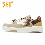 361°啟航板鞋女鞋帆布鞋361度時(shí)尚潮休閑鞋輕便防滑運動(dòng)鞋子女小白鞋 羽毛白/杏茶色 37