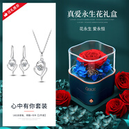 七可心中有你18K金項鏈 鑲嵌莫桑石 日韓風格 女士精品項鏈 七可品牌 18K金項鏈+18K金耳環(huán)【2件套】+
