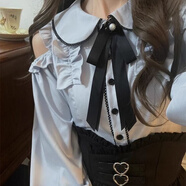 法舒琳套裝女甜美可愛(ài)娃娃領(lǐng)露肩長(cháng)袖襯衫收腰半身裙子女兩件套顯瘦穿搭 露肩上衣【送蝴蝶結】 S 建議90斤以?xún)?
                                         title=