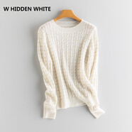 W HIDDEN WHITE奢侈高檔2025年夏季常規款套頭長(cháng)袖時(shí)尚百搭圓領(lǐng)扭花金線(xiàn)套衫毛衣 米駝色 M