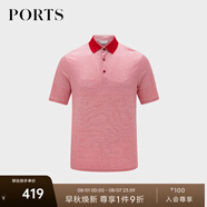 PORTS寶姿男裝夏季通勤休閑條紋短袖MN8N135GCC124 紅色條紋 S
