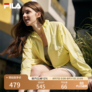 FILA 斐樂官方女裝梭織外套2025夏新款時尚休閑簡約寬松防曬上衣 鴨黃色-YE M 165/84A/M