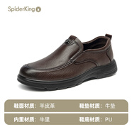 蜘蛛王（SPIDER KING）2025真皮套腳一腳蹬休閑軟底爸爸鞋 淺棕色 38