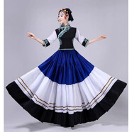 GOYN第十屆荷花獎情深誼長(cháng)舞蹈演出服裝新款彝族大擺裙少數民族成人女 上衣+裙子 XXS 150碼