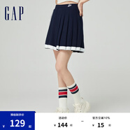 Gap女裝春季運動針織不對稱迷你百褶短裙活力半裙876133 海軍藍 175/74A(XL)亞洲尺碼