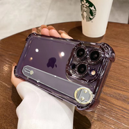 其他家四角氣囊防摔適用蘋(píng)果16e手機保護殼透明護腕iphone14promax斜挎1 黑色-電鍍四角防摔-透明（送斜挎掛繩） iPhone 12