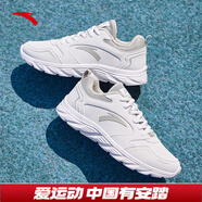 安踏（ANTA）跑步鞋女鞋【加絨保暖】夏季棉鞋加厚皮面休閑運動鞋 安踏白/淡灰-1 5525-1 37.5