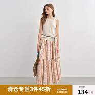 獨束大碼高腰碎花裙2025年夏新款微胖mm半身裙顯瘦A字裙子 粉花 2XL （尺碼：4）