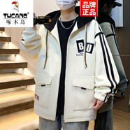 啄木鳥（TUCANO）外套男士秋冬季加絨加厚棉服潮流青少年高中學(xué)生帥氣男裝夾克棉衣 689米色 春秋款 2XL 可穿130-145斤