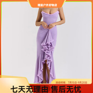 ANTCITY 202025夏歐美風(fēng)跨境感dress女裝吊帶裙子長裙無袖連衣裙女 紫色 XS
